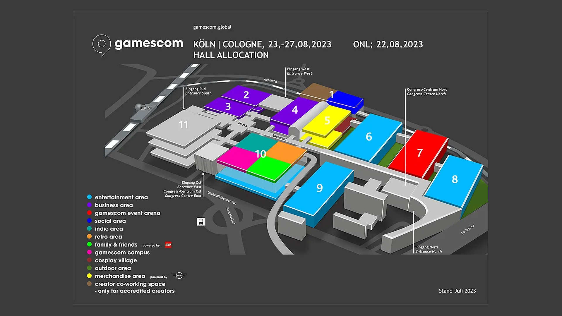 gamescom 2023 Aussteller Messe Hallenplan